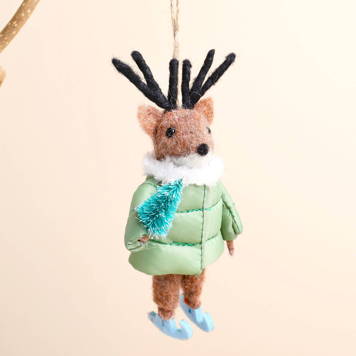 Felt Ski Jacket Reindeer Hanging Decoration