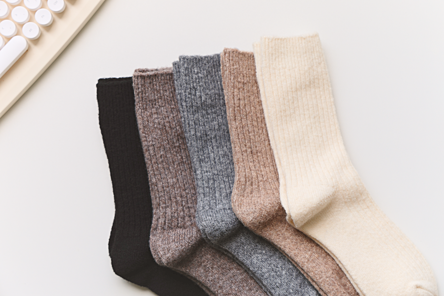 Warm Beige Cashmere & Wool Blend Socks