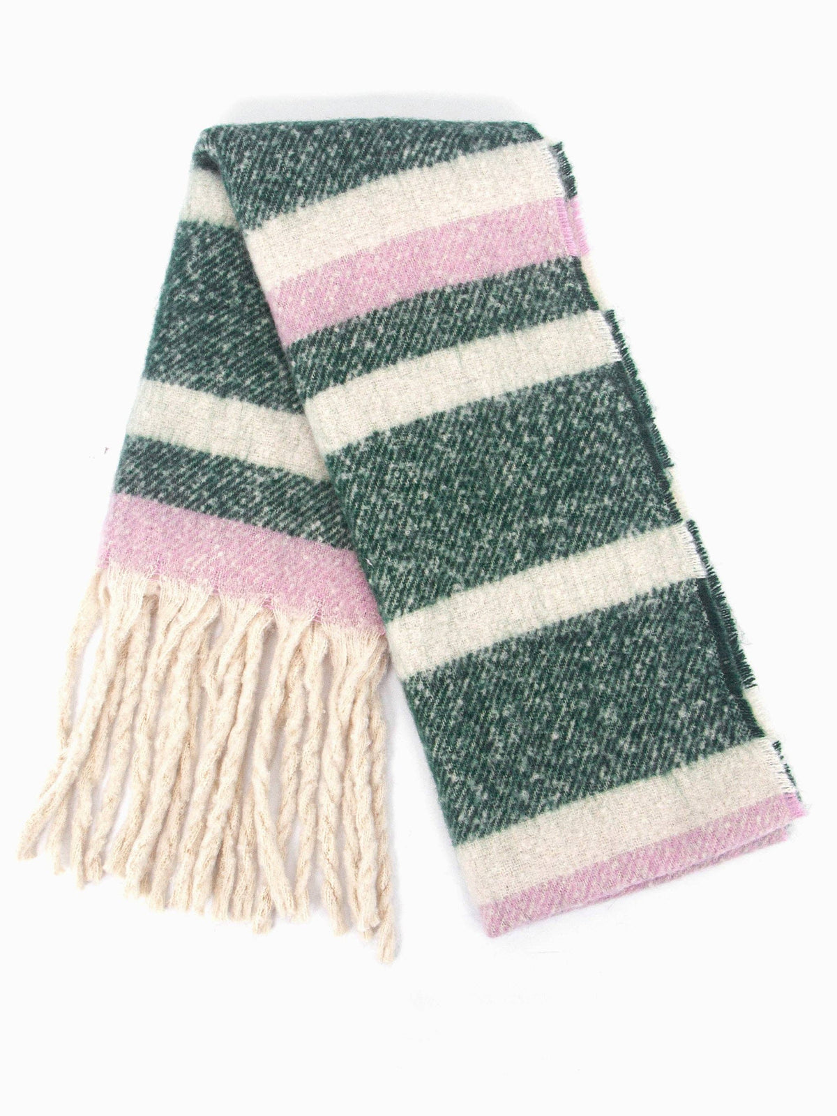 Dallas Heavyweight Scarf - Green, Stripe: One-size