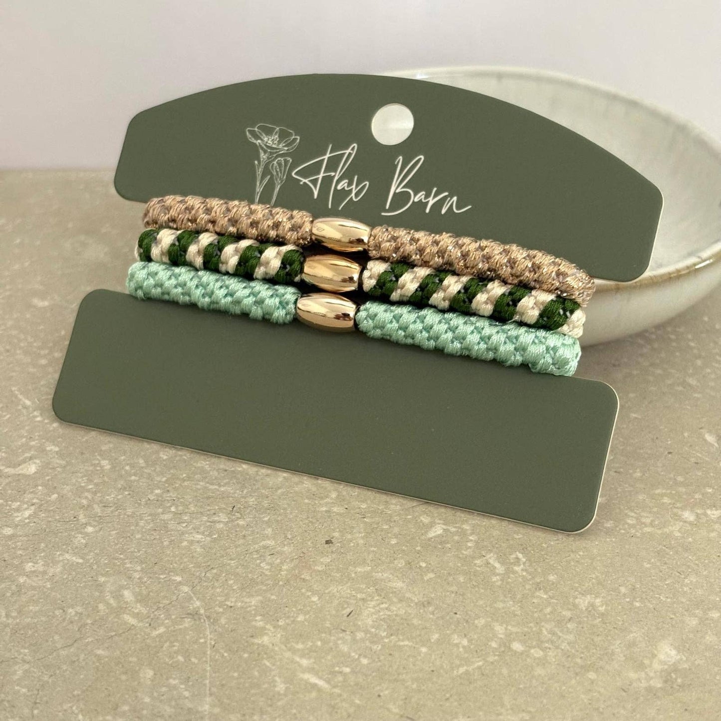 "Champagne Forest" Pack of 3 Elasticated Cord Hairbands FB04
