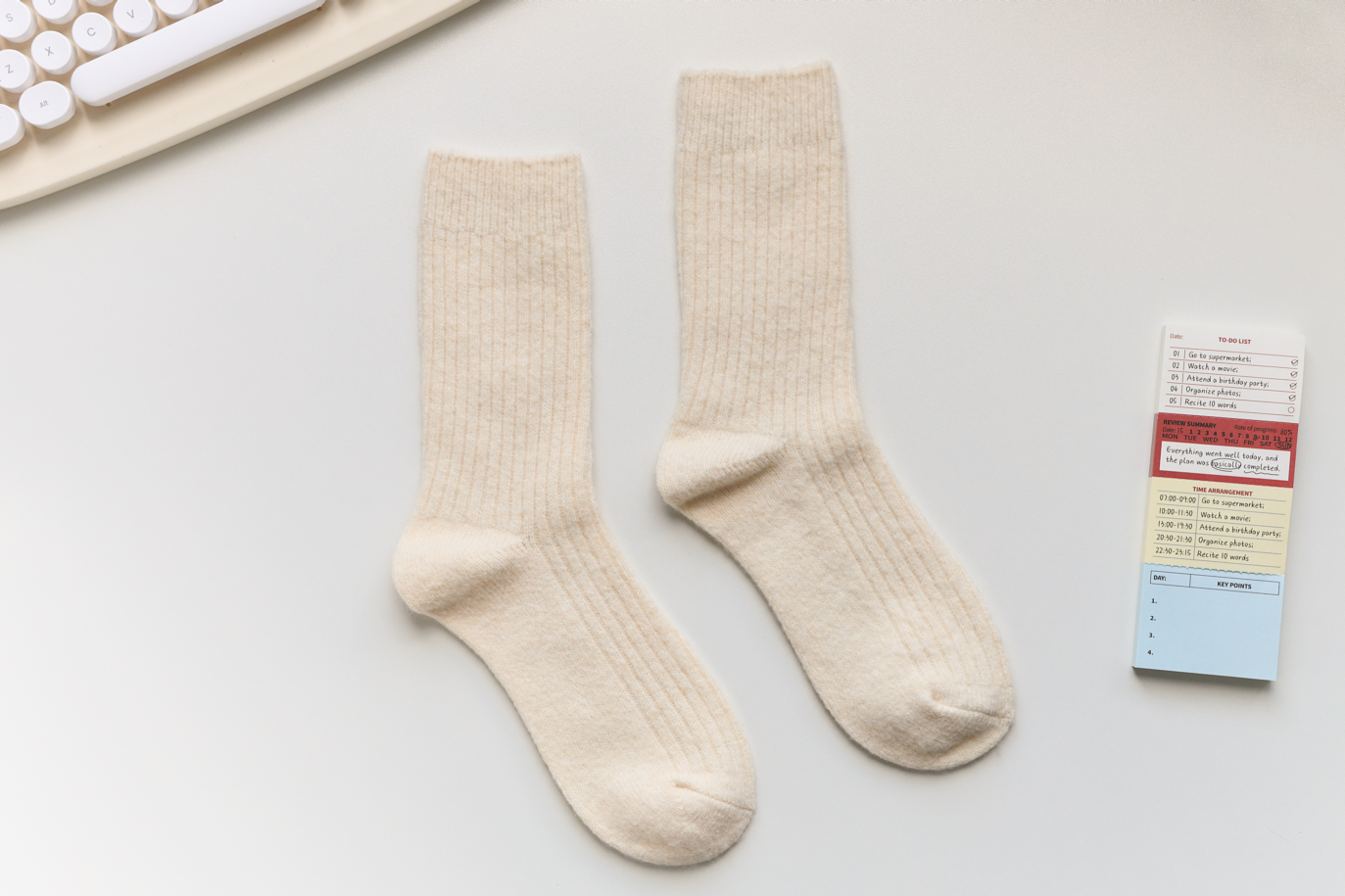 Warm Beige Cashmere & Wool Blend Socks