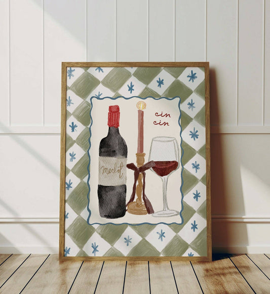 Cin Cin Red Wine Print: A4