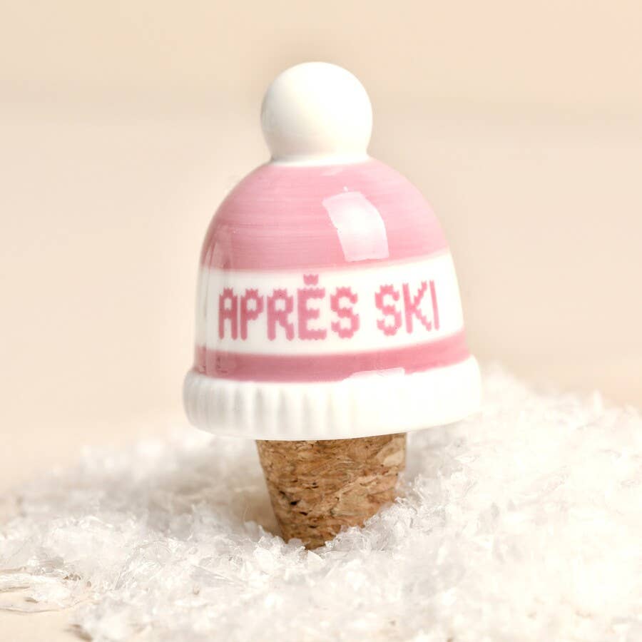 Ceramic Après-Ski Pink Hat Bottle Stopper