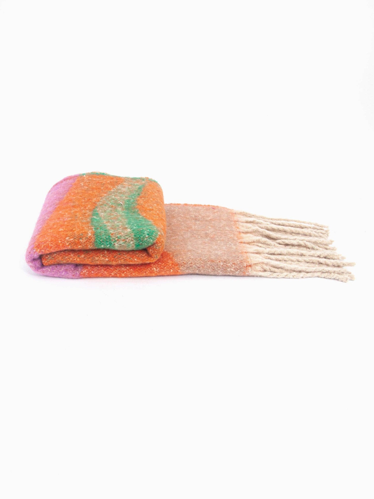Camden Heavyweight Scarf - Orange/Green, Wave Colour Block: One-size