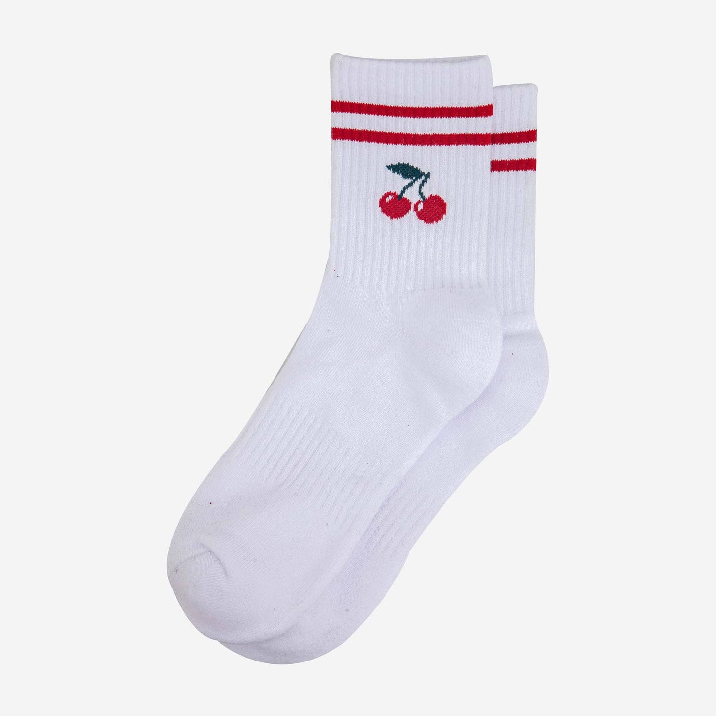 Women's Sporty Socks - White, Cherries: UK 3-7 | EU 36-40 | US 5-9