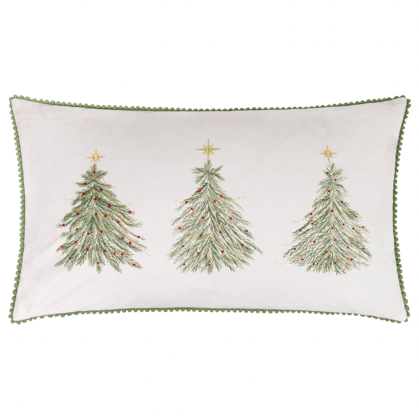 Twinkling Tree Trio Embroidered Cushion 30 x 50cm