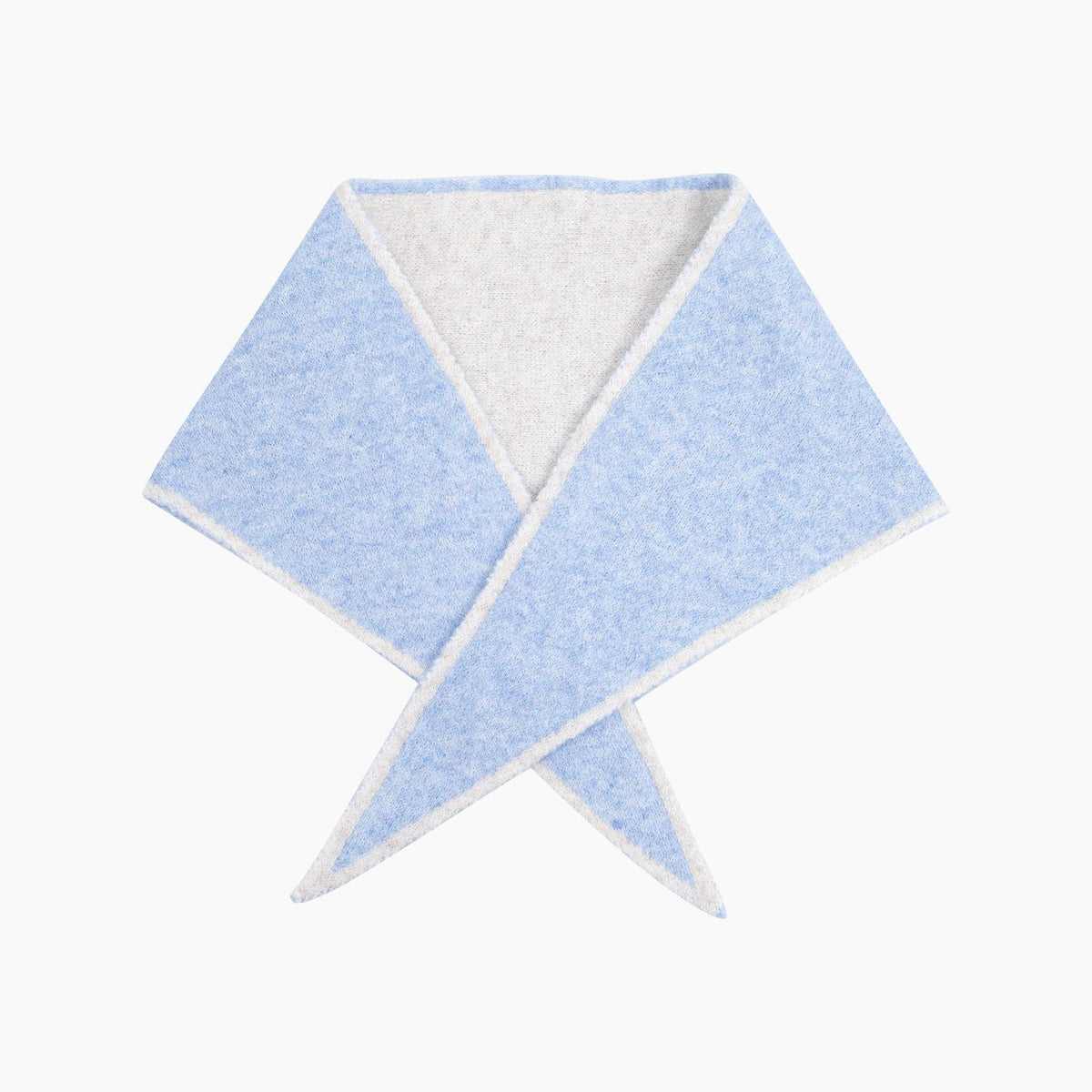 Contrast Trim Triangle Scarf in Light Blue/Cream: One Size