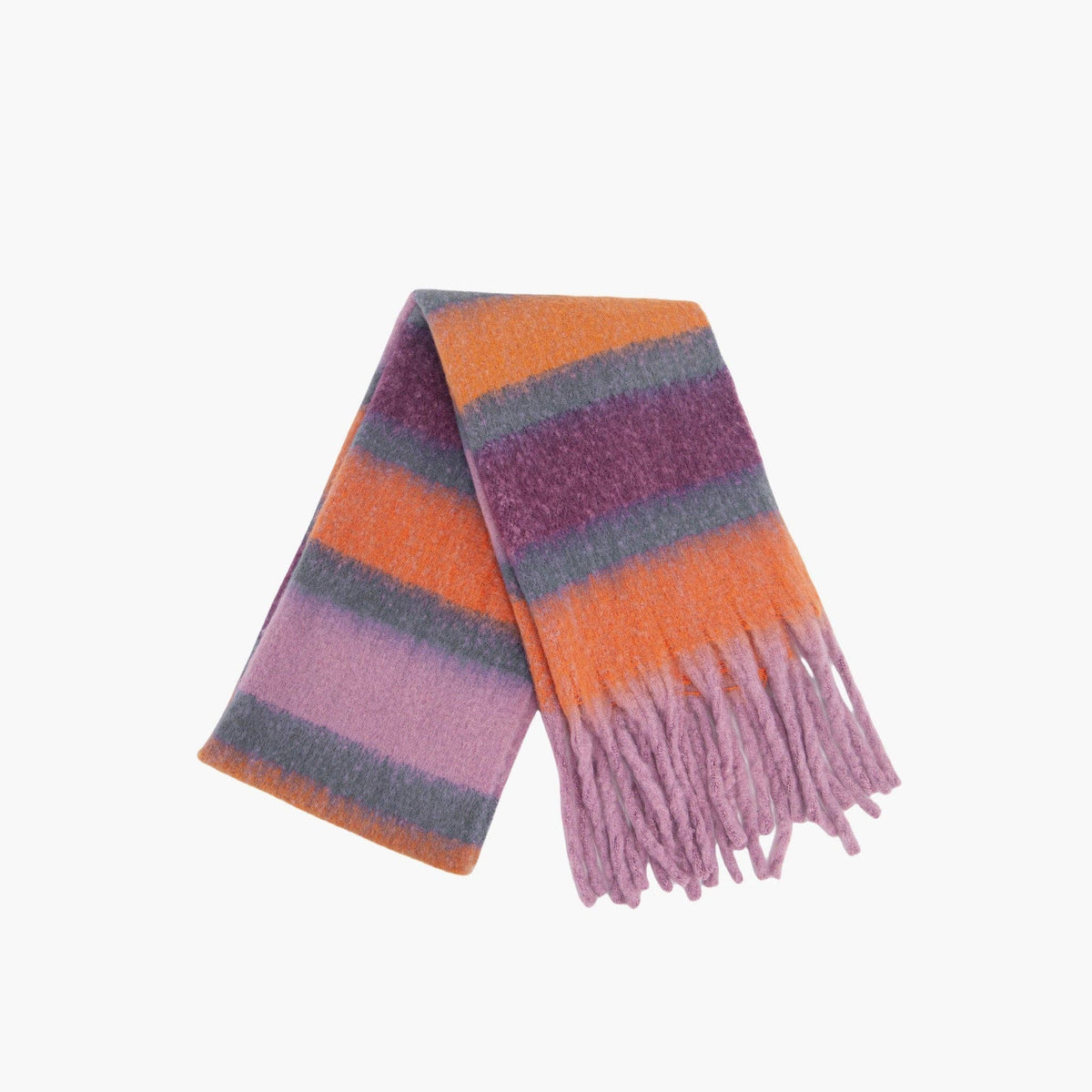 Blair Lilac/Orange Colour Block Stripe Heavyweight Scarf: One-size