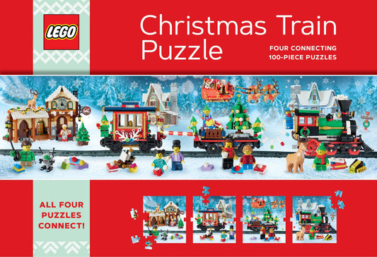 LEGO Christmas Train Puzzle - Four Connecting 100-Piece Puzzles