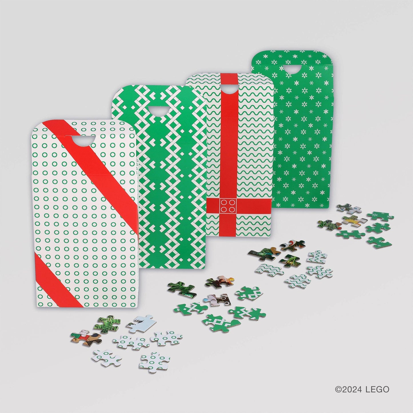 LEGO Christmas Tree Puzzle - Four Connecting 100-Piece Puzzles