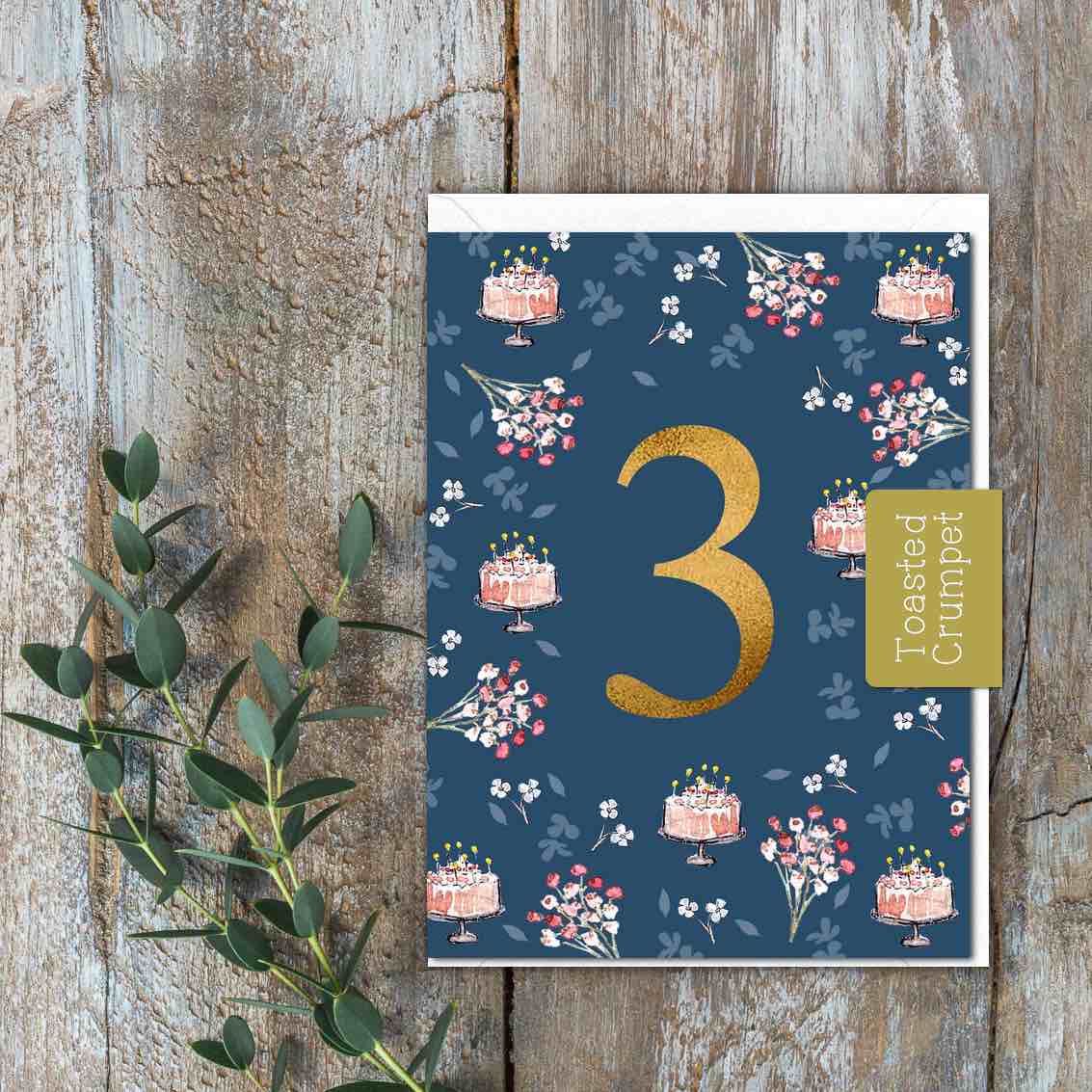 "Three" Birthday Milestone Card