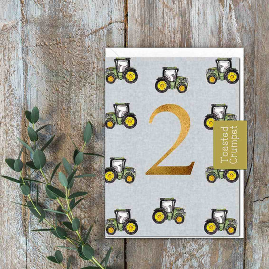 "Two" Birthday Milestone (Tractors) Card
