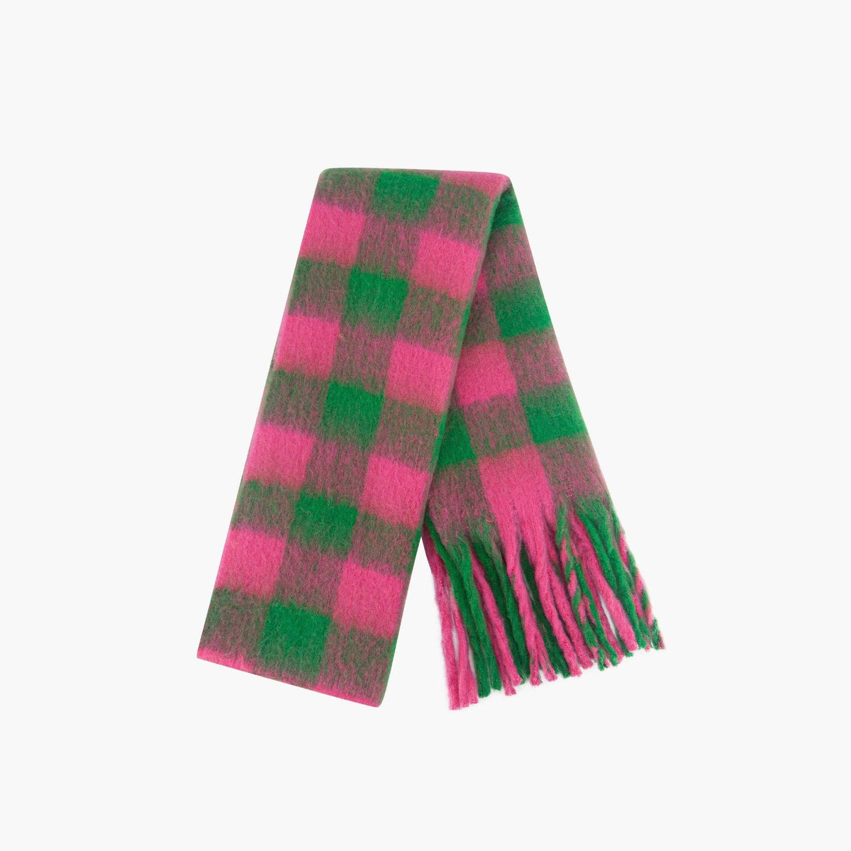 Heavyweight Scarf- Green/pink, Square Check