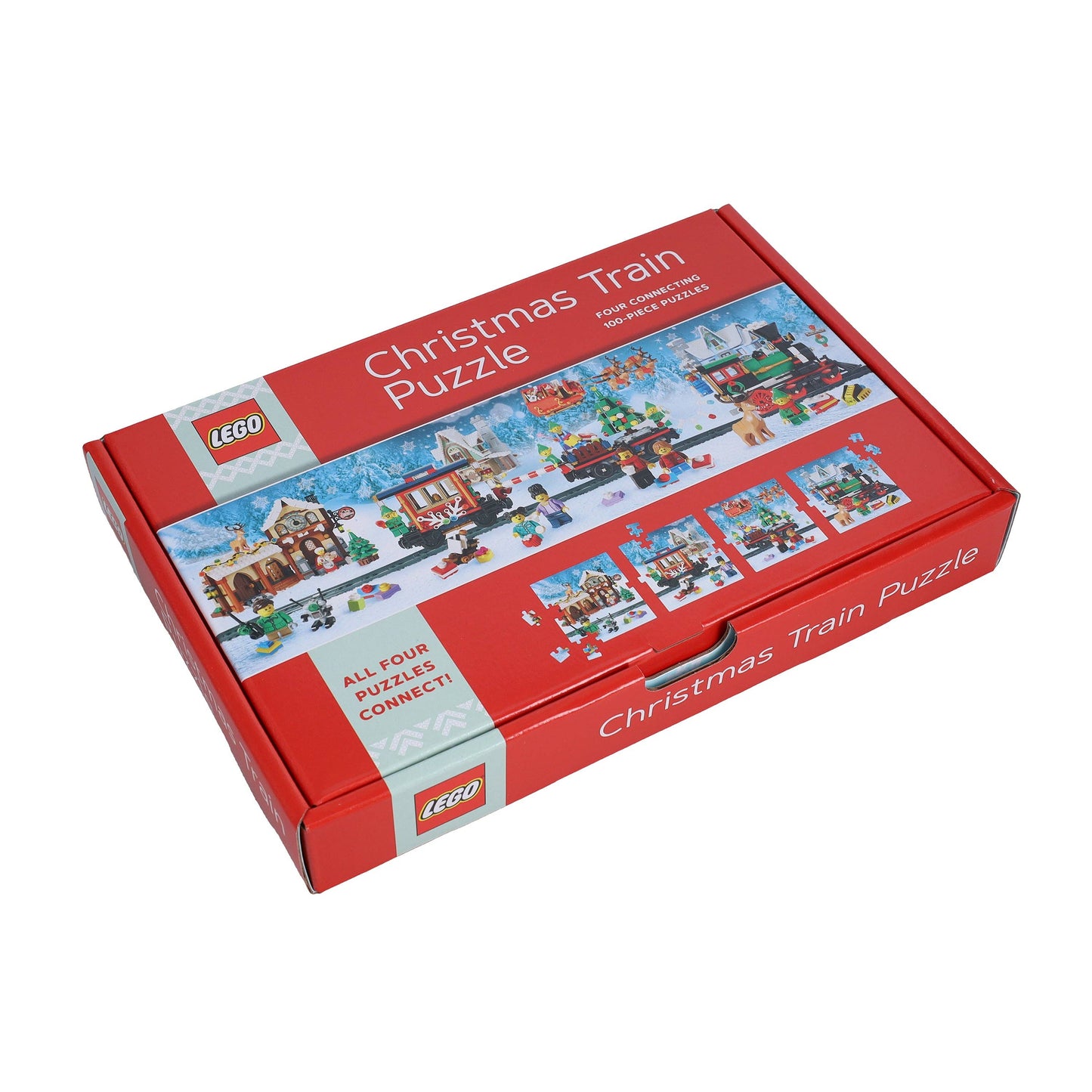 LEGO Christmas Train Puzzle - Four Connecting 100-Piece Puzzles