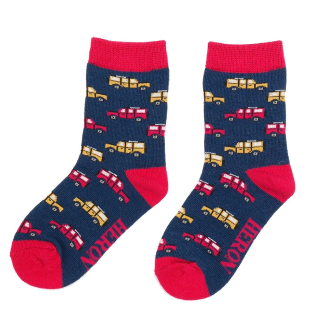 Kids Bamboo Jeep Socks - Navy