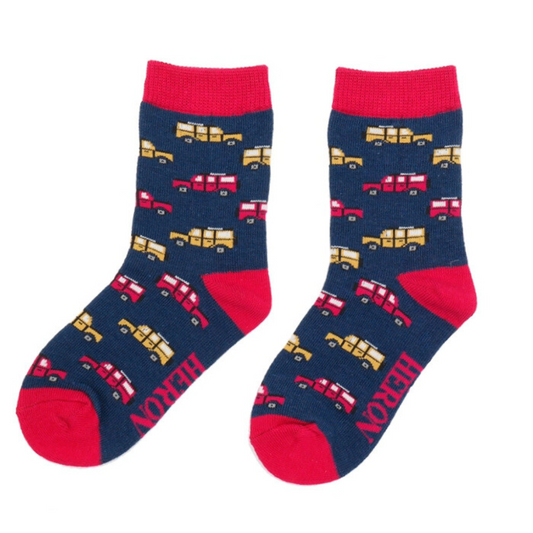 Kids Bamboo Jeep Socks - Navy