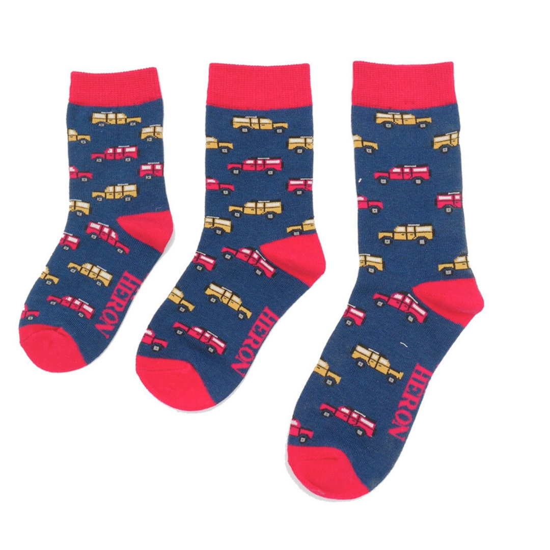 Kids Bamboo Jeep Socks - Navy