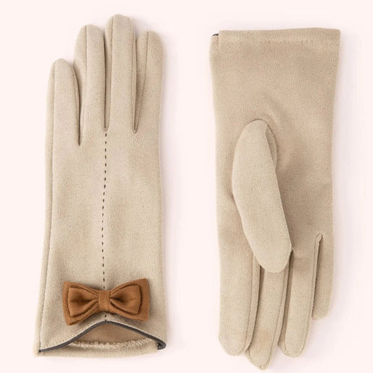 Adalyn Bow Gloves In Taupe/Chocolate