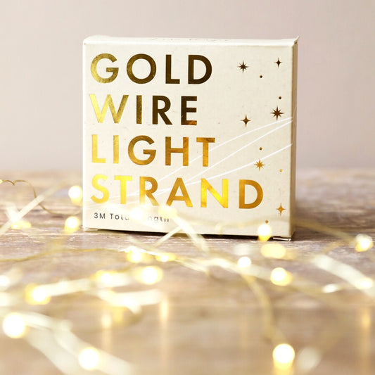 30 Battery Powered LED Gold Wire String Lights