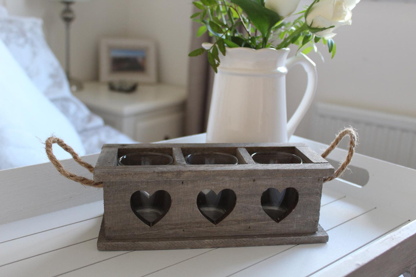Rustic Wooden Heart Tea Light Holder - 2 sizes available