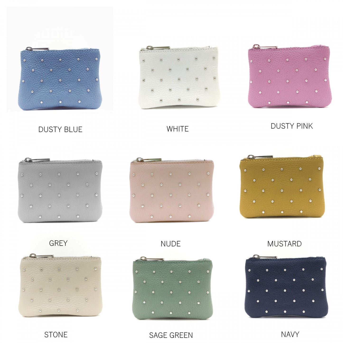Leather Purse With Studs - Various colours