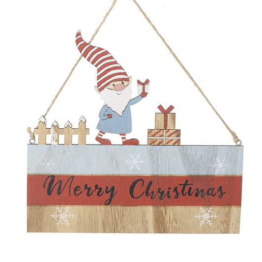 Wooden Merry Christmas Santa Sign