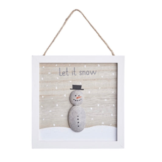 Let It Snow Pebble Sign